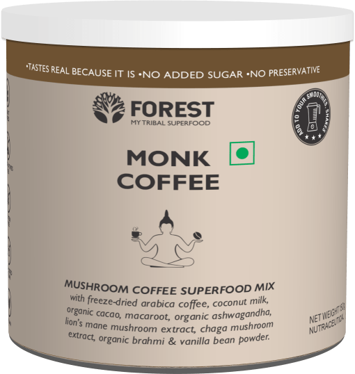 Forest Monk Coffee- Mushrooms With 100% Freeze-dried Arabica Coffee & Adaptogenic Herbs (150 G)