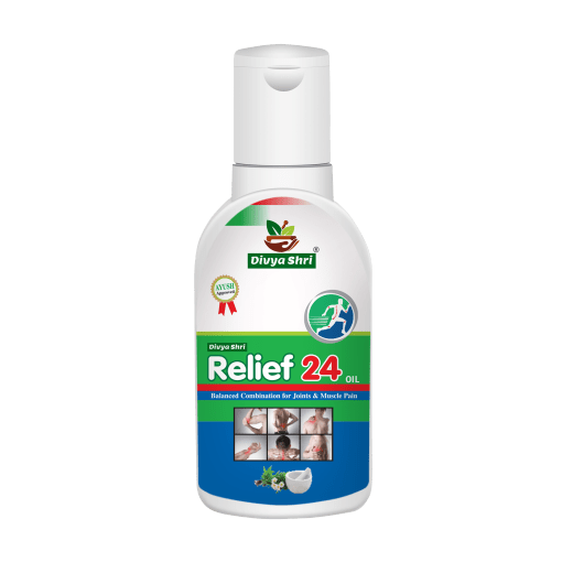Divya Shri Relief 24 Pack - Pain Relief Oil & Capsules For Joint Pain And Body Pain (2 Bottle Oil And 120 Caps)