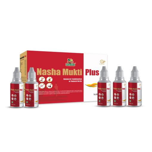 Divya Shri Nasha Mukti Plus Ayurvedic De Addiction Medicine For Alcohol, Smoking & Tobacco Full Course To Leave Addiction New & Enhanced Formula In 5 Bottle Pack No Side Effects Balanced Combination