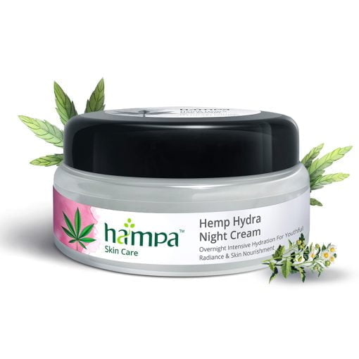 Hampa Hemp Hydra Night Cream With Hydraelixir | With Hemp, Palmrosa, Chamomile, Red Algae Extract And Niacinamide | Overnight Intensive Hydration For Your Skin As You Sleep | Complete Skin Nourishment For Hydrated, Supple And Radiant Skin | Free From Harmful Chemicals | 50 Ml