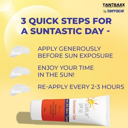 Tantraxx Sunplay Sunscreen Spf 50+ Gel For Dry Skin, Offers Pa+++ Protection, Broad Spectrum Uv Protection, Provides Moisturization, Water Resistant And Non-greasy, 75 Ml