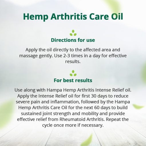 Hampa Hemp Arthritis Intense Relief Oil +hampa Hemp Arthritis Care Oil | Power Of Hemp | Reduces Chronic And Acute Pain Caused By Rheumatoid Arthritis | With Full Spectrum Vijaya Leaf Extract And 13 Other Ayurvedic Herbs | 100% Natural And Ayurvedic | Pack Of 2