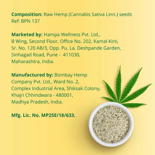 Hampa Hemp Hearts| Power Of Hemp | Edestrin Protein | Dietary Fibres And Omega 3 & 6 | 100% Natural And Ayurvedic | Pack Of 1 - 250g