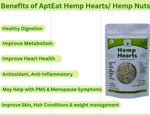 Apteat Hemp Hearts 255gm Hulled Hemp, Shelled Hemp Seed, Protein & Omega 3 & 6 Rich Superfood, Nutty Taste