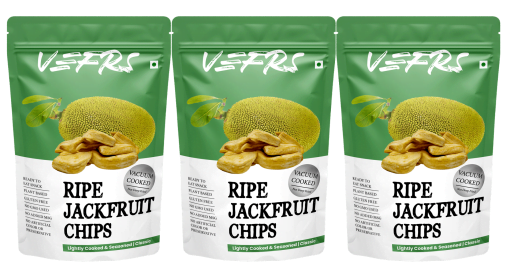 Vefrs- Ripe Jackfruit Chips | Gluten Free | Vacuum Cooked | Not Deep Fried | Msg Free| Gmo Free | Plant Based - Pack Of 3 (50 Gm Each)