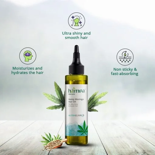 Hampa Hemp Moringa Hair Oil | With Hemp, Moringa | Contains Omega 3&6, Vitamin E | Prevent Hair Fall And Dandruff | 100 Ml