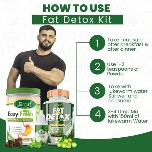 Divya Shree Fat Detox Capsule + Easy Fresh Powder & Punch Tulsi Drop Help Immunity Booster, Reduces Acidity & Gas Combo Kit