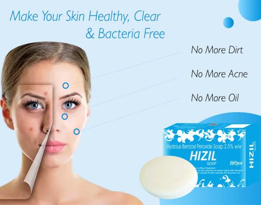 Cyrilpro Hizil Hydrous Benzoyl Peroxide Soap For Skin Lightening & Brightening Soap For All Skin Type(pack Of 3) 75 Gm Each