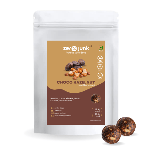 Zero Junk Ladoos - Chocolate & Hazelnut | Vegan | Gluten-free | Delicious Healthy Gourmet Chocolate Balls - 150 G