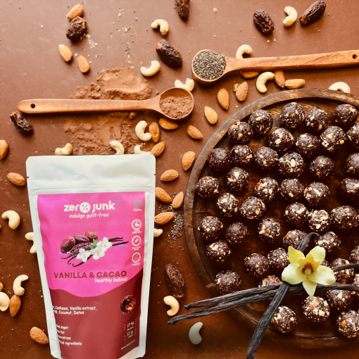Zero Junk Ladoos - Vanilla & Chocolate | High Protein | Sugar-free | Gluten-free | Vegan | Delicious Healthy Balls - 150 G