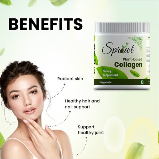 Sprowt Plant Based Collagen Supplement For Women & Men With Biotin, Vitamin C | Collagen Powder Skincare For Glowing & Healthy Ski
