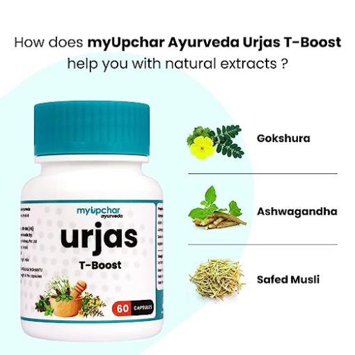 Myupchar Ayurveda Urjas T-boost Supplement For Men With Ashwagandha, Safed Musli, Gokshura & Kapikacchu | Improve Performance & Vi