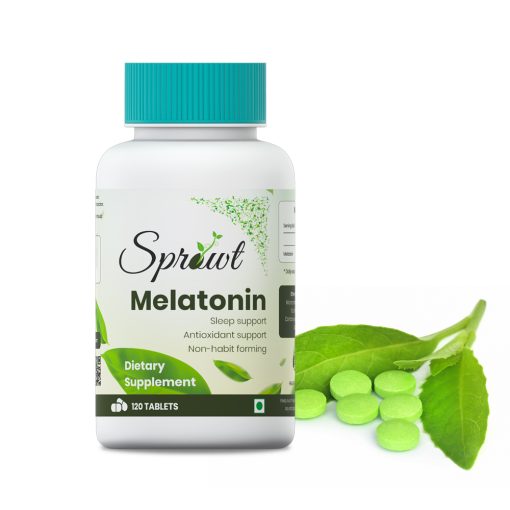 Sprowt Melatonin 10mg For Better Sleep | Sleep Supplement, Antioxidant Support & Non-habit Forming - 120 Veg Tablets