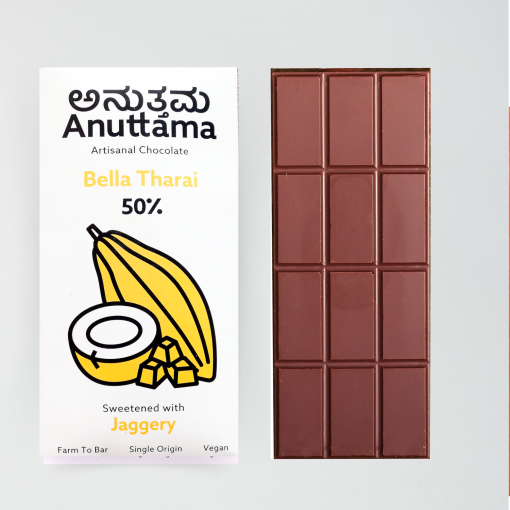 Anuttama Dark Chocolate 50 Gm | 50% Cocoa Bella Tharai | No Artificial Colors | Coconut Milk Powder | Natural Jaggery Sweetened