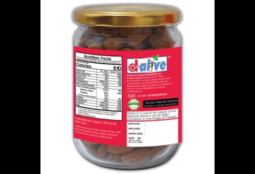 D-alive Honestly Organic Honestly Activated/sprouted Organic Almonds - Mildly Salted - 300g