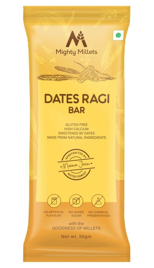 Mighty Millets - Dates Ragi Bars - Pack Of 10 (50gm X 10)