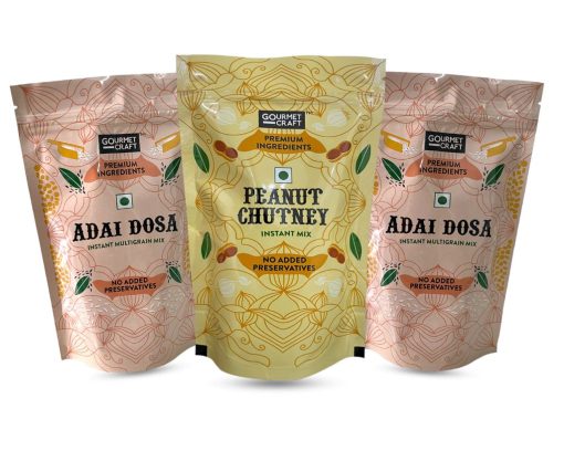 Gourmet Craft Adai Dosa [ 2 Packs - 250 Gms Each] & Peanut Chutney [ 1 Pack - 150 Gms]