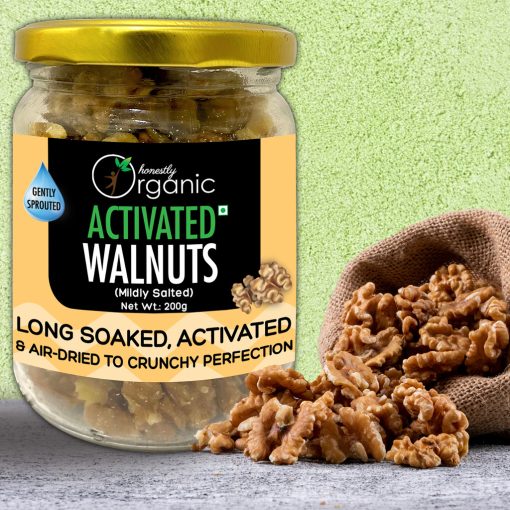 D-alive Honestly Organic Activated/sprouted Walnuts - Mildly Salted (100% Natural, Long Soaked & Air Dried To Crunchy Perfection) - 200g