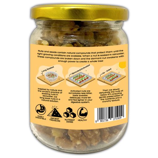 D-alive Honestly Organic Activated/sprouted Walnuts - Mildly Salted (100% Natural, Long Soaked & Air Dried To Crunchy Perfection) - 200g