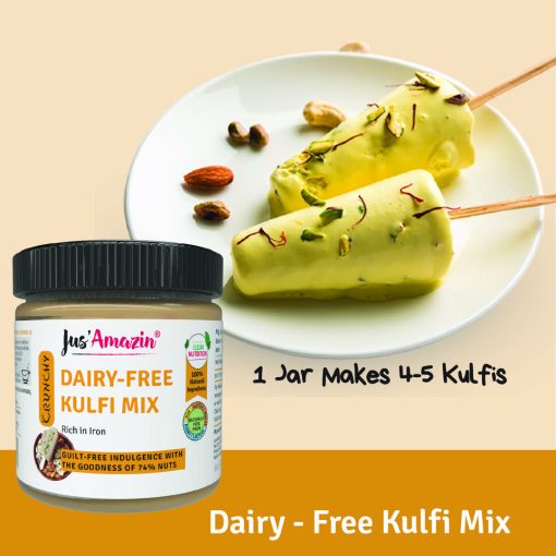 Jus' Amazin Dairy-free Kulfi Mix (200g) | Only 5 Ingredients, 100% Natural | Clean Nutrition | 74% Nuts (cashewnuts, Almonds & Pistachio) | Rich In Iron | No Refined Sugar | Zero Additives | Vegan & Dairy Free