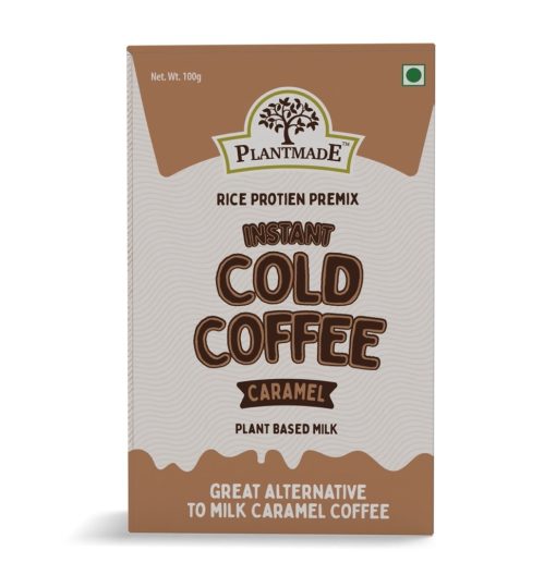 Plantmade Instant Caramel Cold Coffee Powder, Rice Protein Premix, Dairy-free, Gluten-free, Zero Sugar,pack Of 100g (100g X 5)