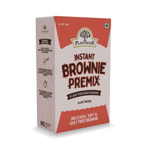 Plantmade Instant Brownie Premix 100% Vegan Plant Based Protein Powder 100g Zero Cholesterol Gluten Free Low Fat Pack Of 1