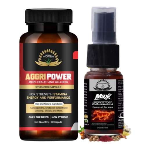 Aggri Power Capule & Max Stamina Oil, Sexual Capsules & Libido Increase Oil For Ling Mota Lamba Medicine Capsules Qasmi Ayurveda